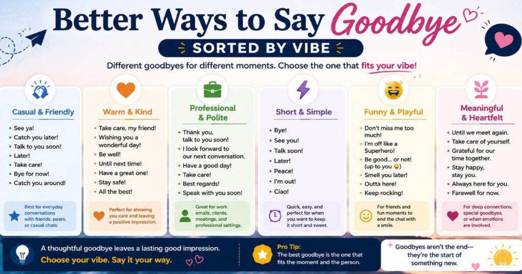 Better Ways to Say Goodbye (Sorted by Vibe)